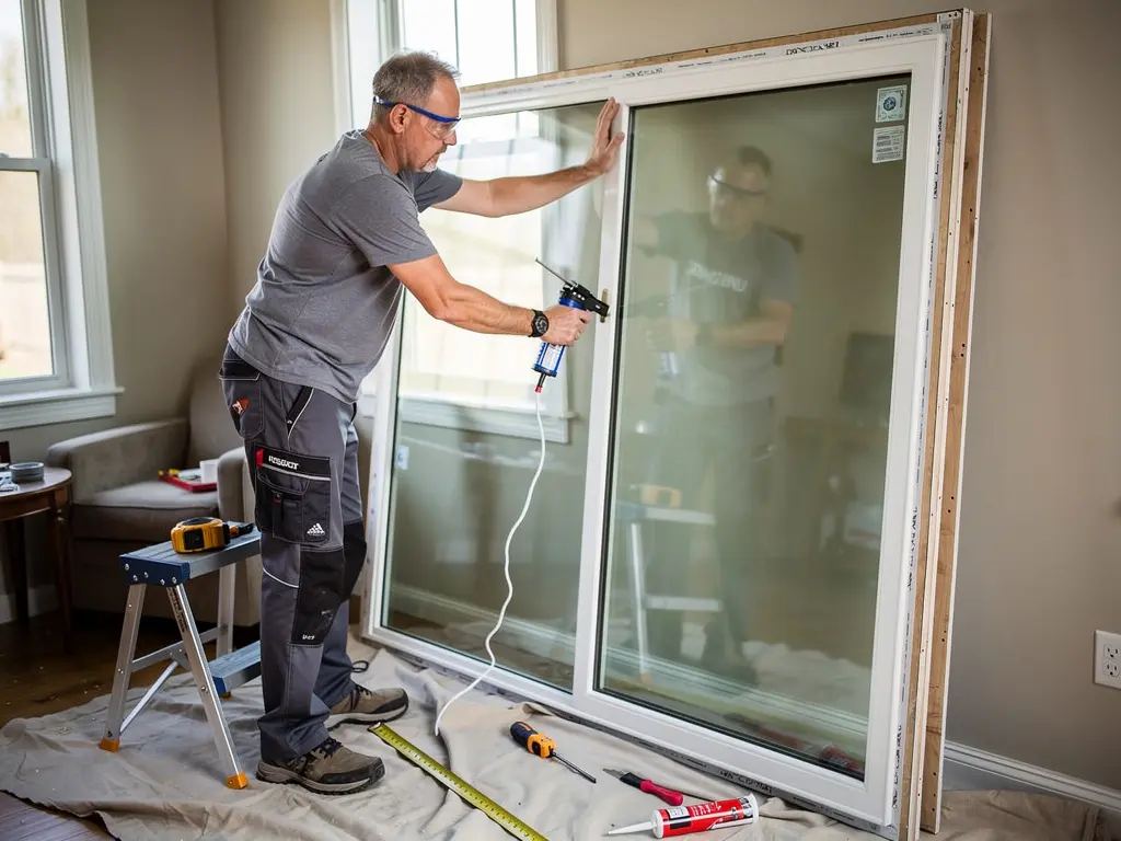 Pose d'une fenêtre neuve sur dormant conservé par un artisan